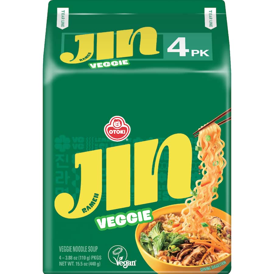 Otoki Instant Noodles Jin Ramen Veggie - 4 pack 440g