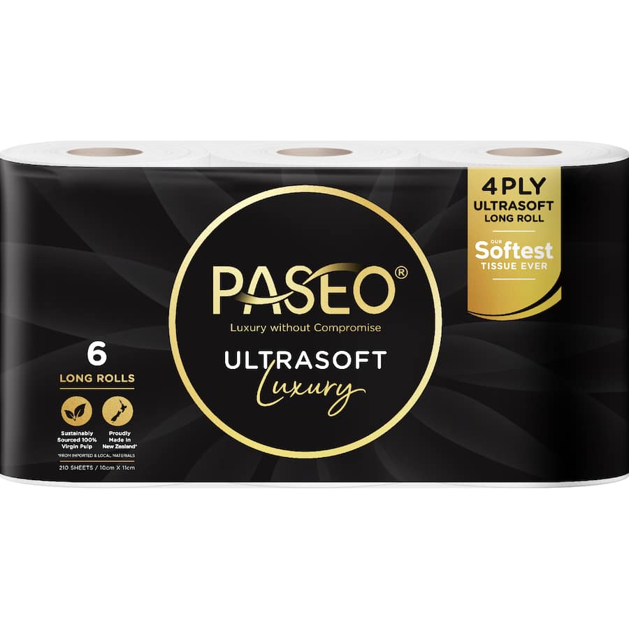 Paseo Toilet Paper 4ply Ultrasoft Long Roll - 6pack