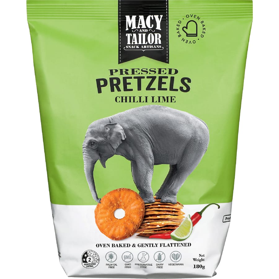 Macy & Tailor Pressed Pretzels Chilli Lime 180g