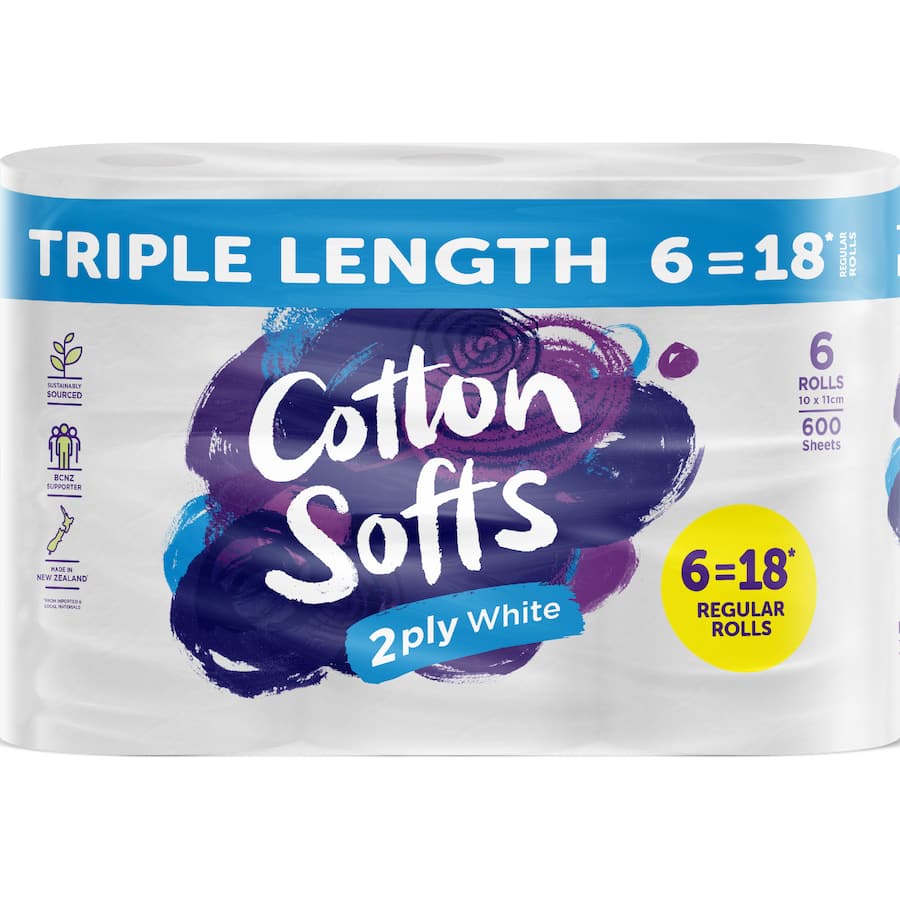Cotton Softs Toilet Paper 2ply Triple Length - 6pack