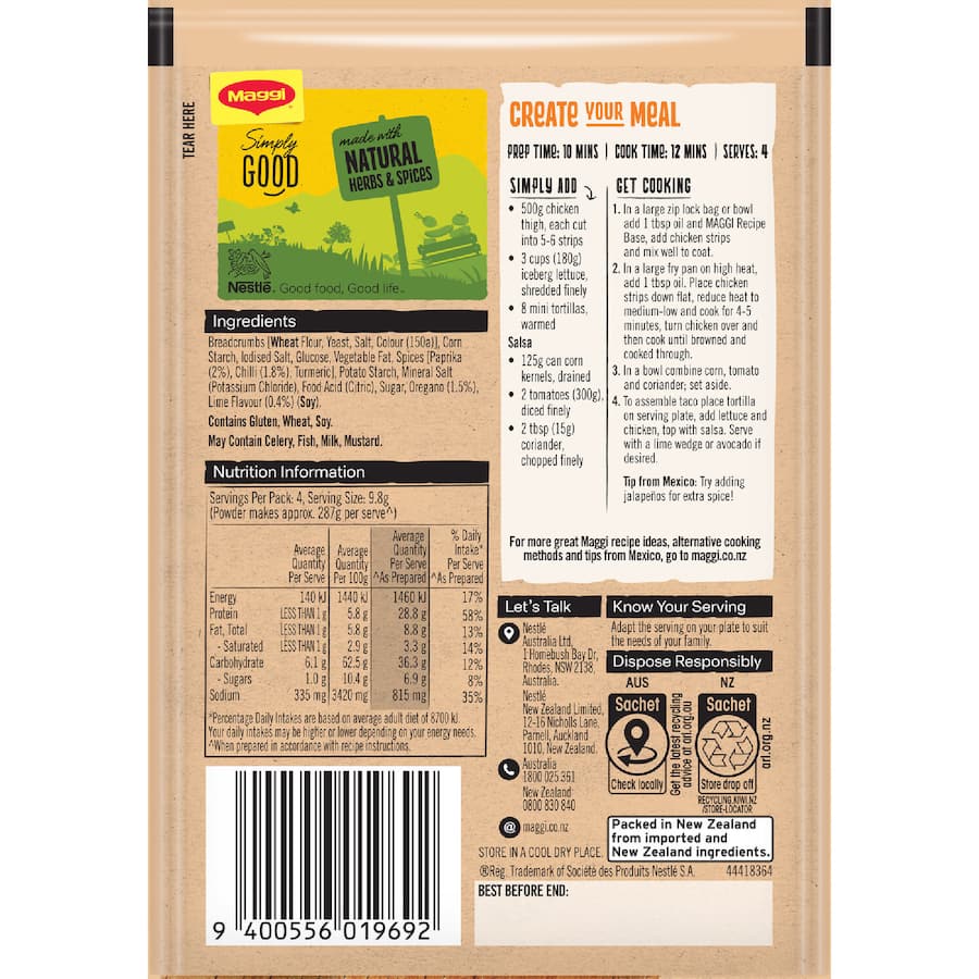 Maggi Recipe Base Mexico Chilli Lime Taco 39g