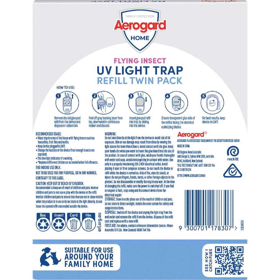 Aerogard Home Flying Insect Light Trap Refill Box 2pack