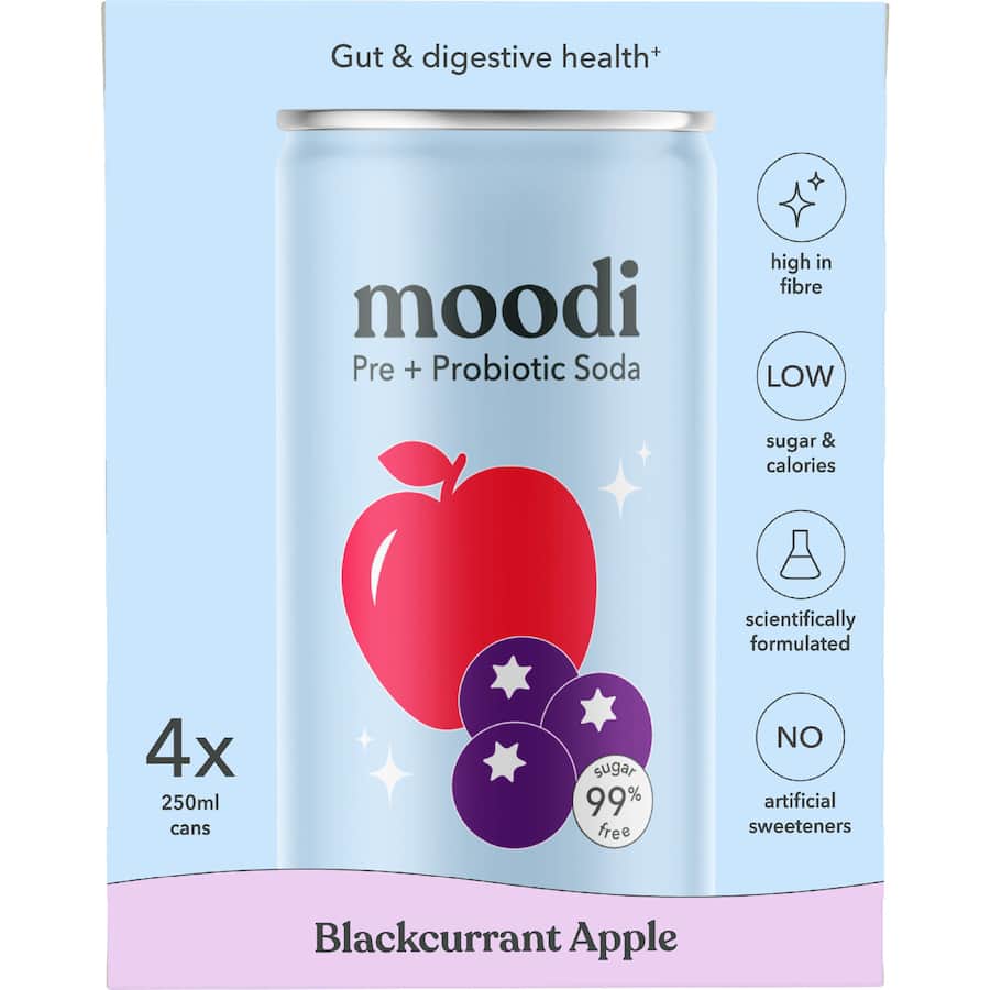 Moodi Pre + Probiotic Soda Blackcurrant Apple 1000mL