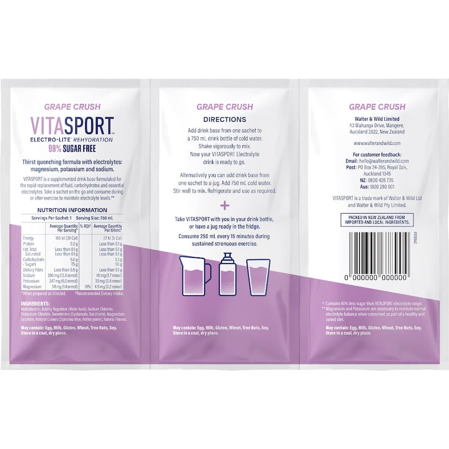 Vitasport Drink Mix Grape Crush Sugarfree - 3 pack 36g