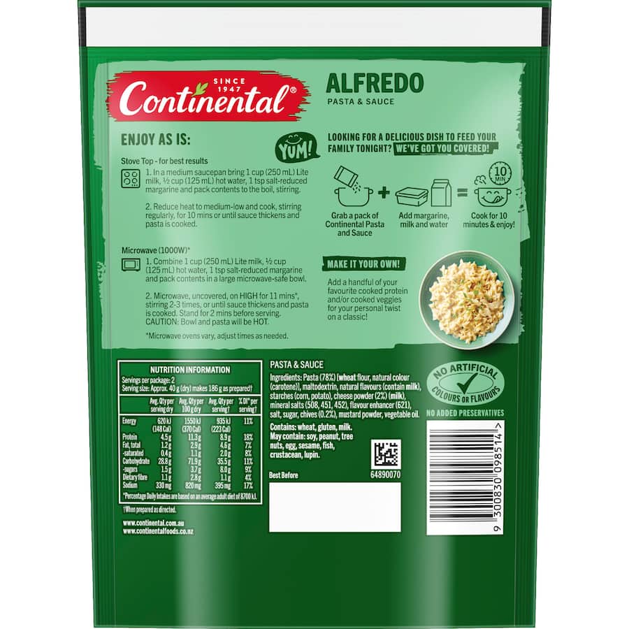 Continental Pasta & Sauce Alfredo - 80g
