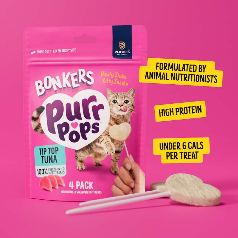 Bonkers Purrpops Wet Cat Food Dried Tuna 4 pack 5.6g