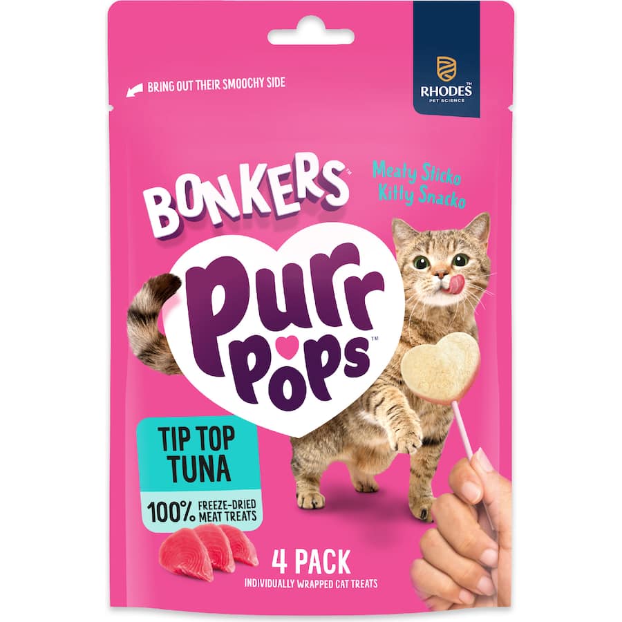 Bonkers Purrpops Wet Cat Food Dried Tuna 4 pack 5.6g