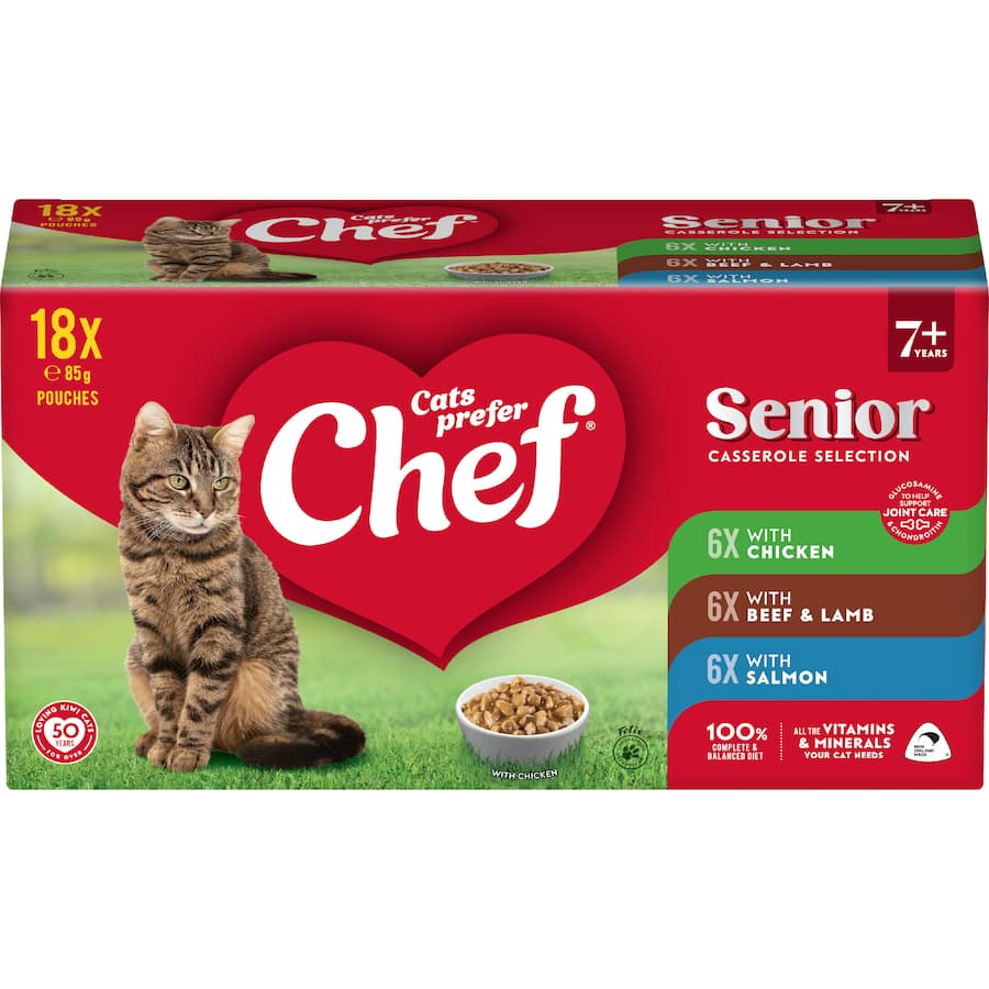 Chef Wet Cat Food Senior Casserole Selection 18 pack 1530g