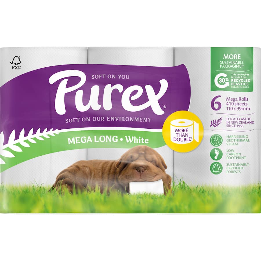 Purex Toilet Tissue White Mega Long 2ply - 6 pack