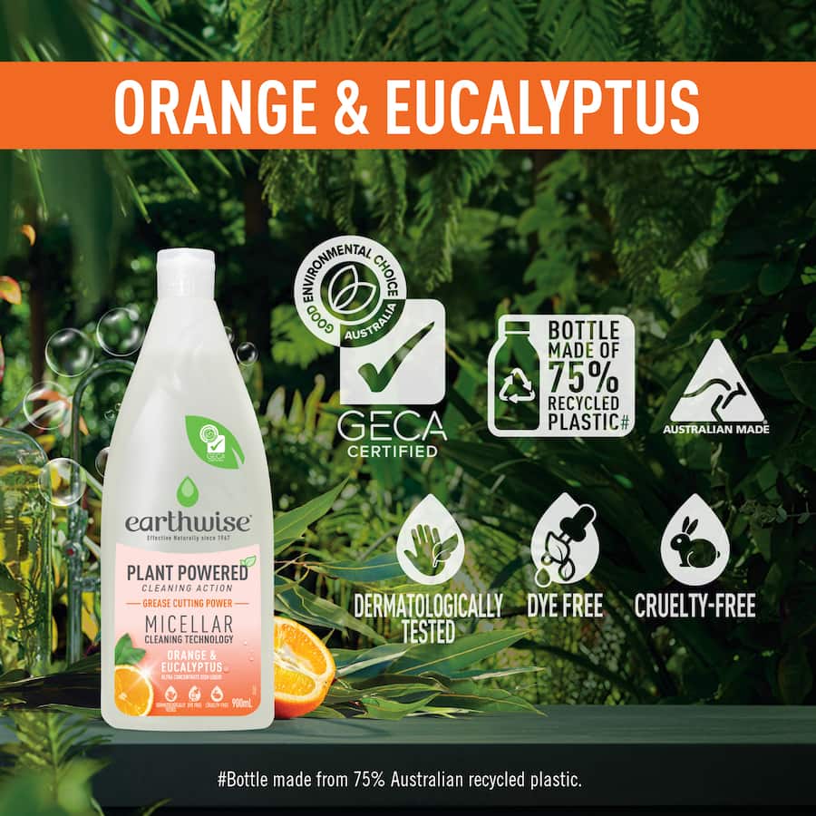 Earthwise Dish Liquid Orange & Eucalyptus - 900mL