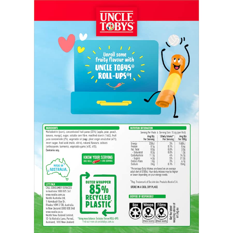 Uncle Tobys Roll-ups Peach & Mango 94g