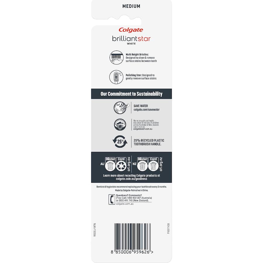 Colgate Toothbrush Brilliant White Medium 3pack