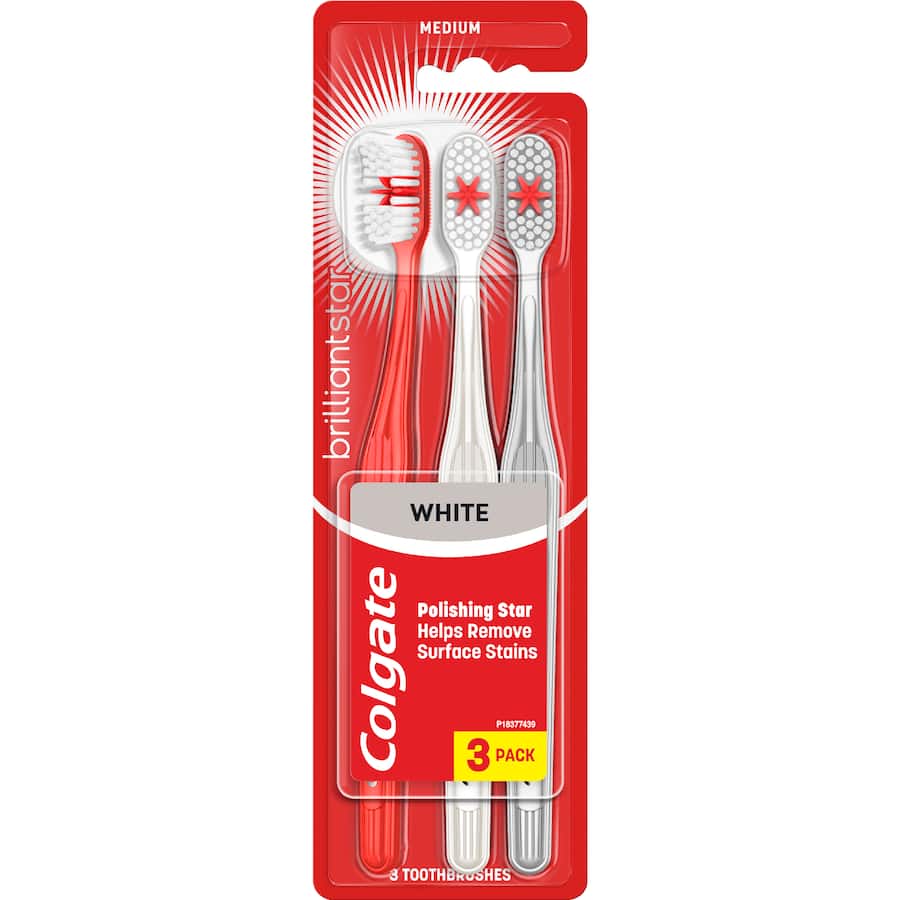 Colgate Toothbrush Brilliant White Medium 3pack