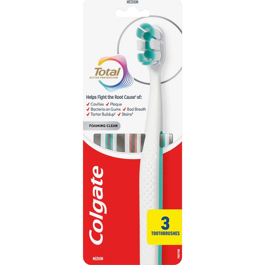 Colgate Toothbrush Total Foaming Clean Medium 3pack