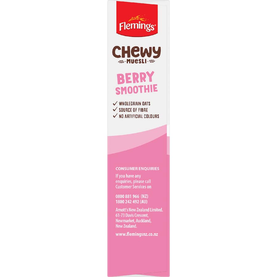 Flemings Chewy Muesli Bars Berry Smoothie 180g