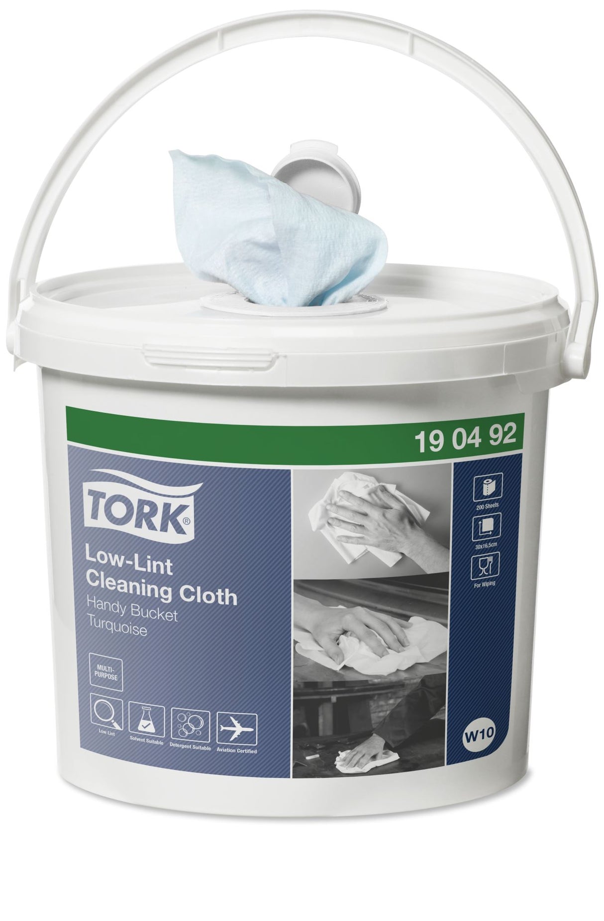 Tork W10 Low Lint Cleaning Cloth Handy Bucket 200 Wipes/Bucket