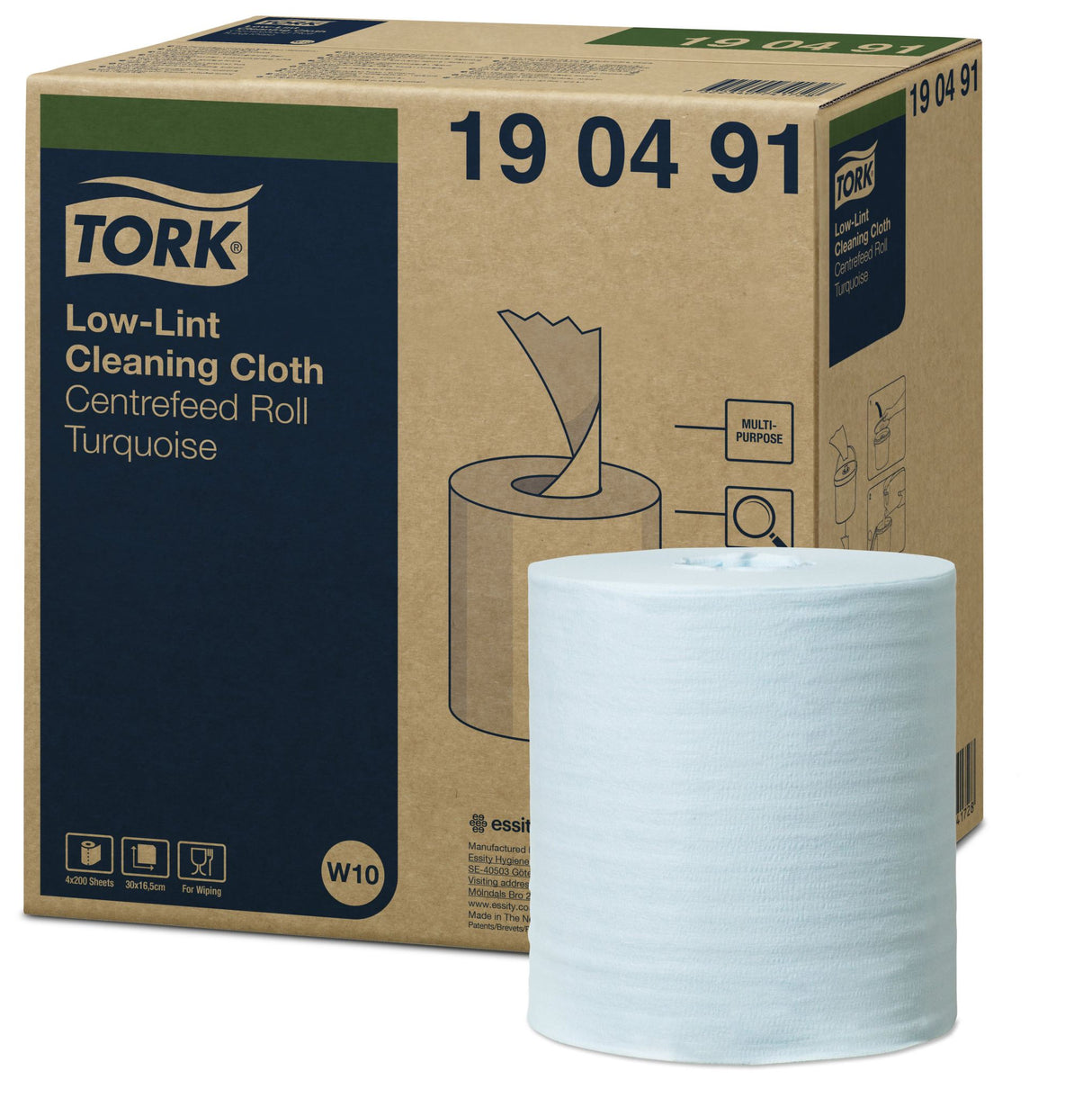 Tork W10 Low Lint Cleaning Cloth Bucket Refill 200 Wipes/Roll (Case of 4 Rolls)