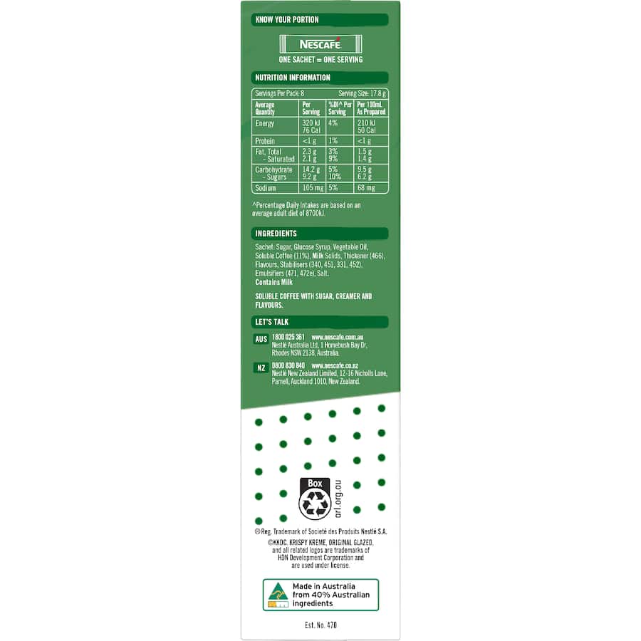 Nescafé Coffee Sachets Krispy Kreme Latte Original 8pack