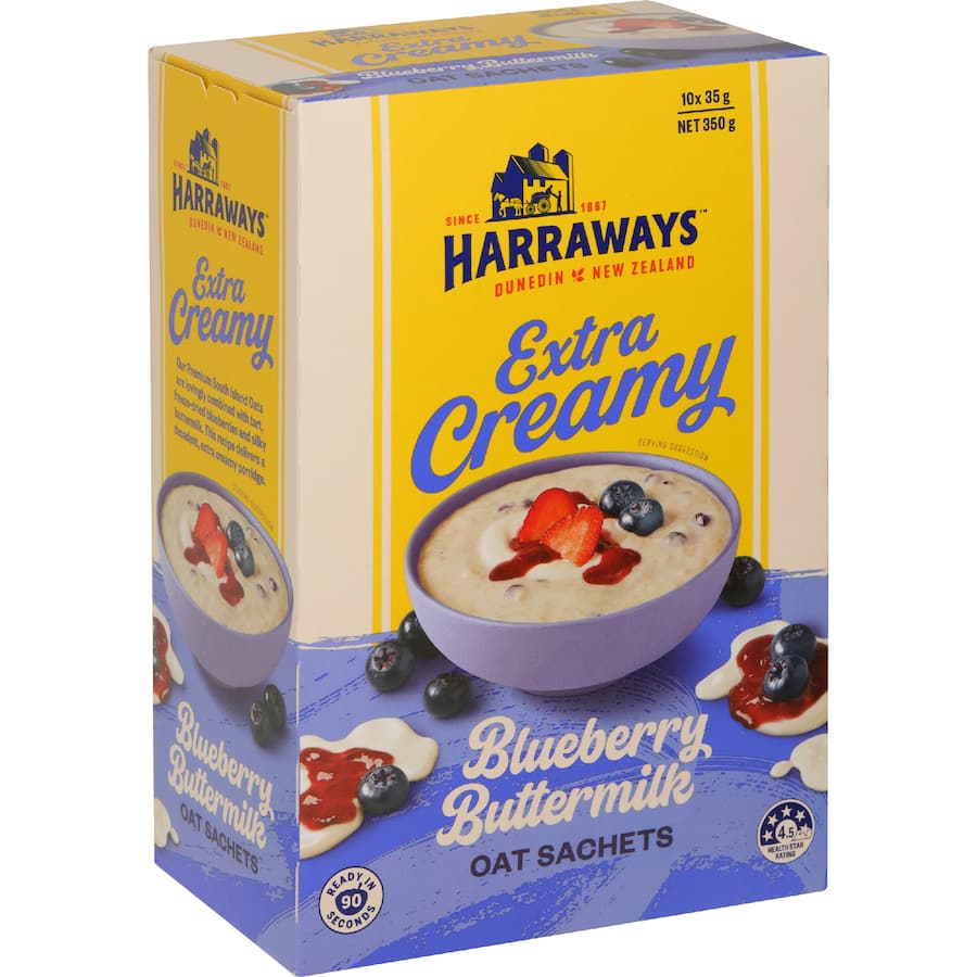 Harraways Extra Creamy Oat Sachets Blueberry Buttermilk 350g