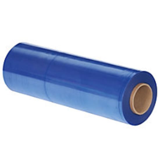 Ipex Heavy Duty Hand Stretch Wrap Film in blue, 20mu thick, 500mm x 300m, designed for secure packaging and high puncture resistance.