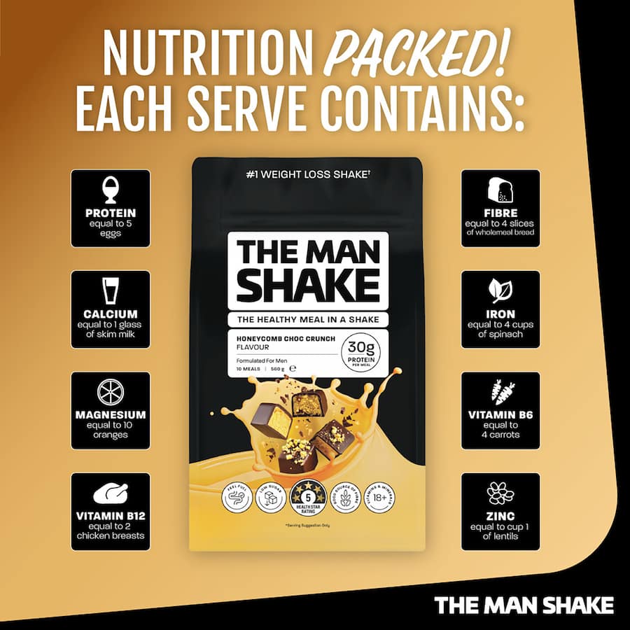 The Man Shake Meal In A Shake Honeycomb Choc Crunch 560g