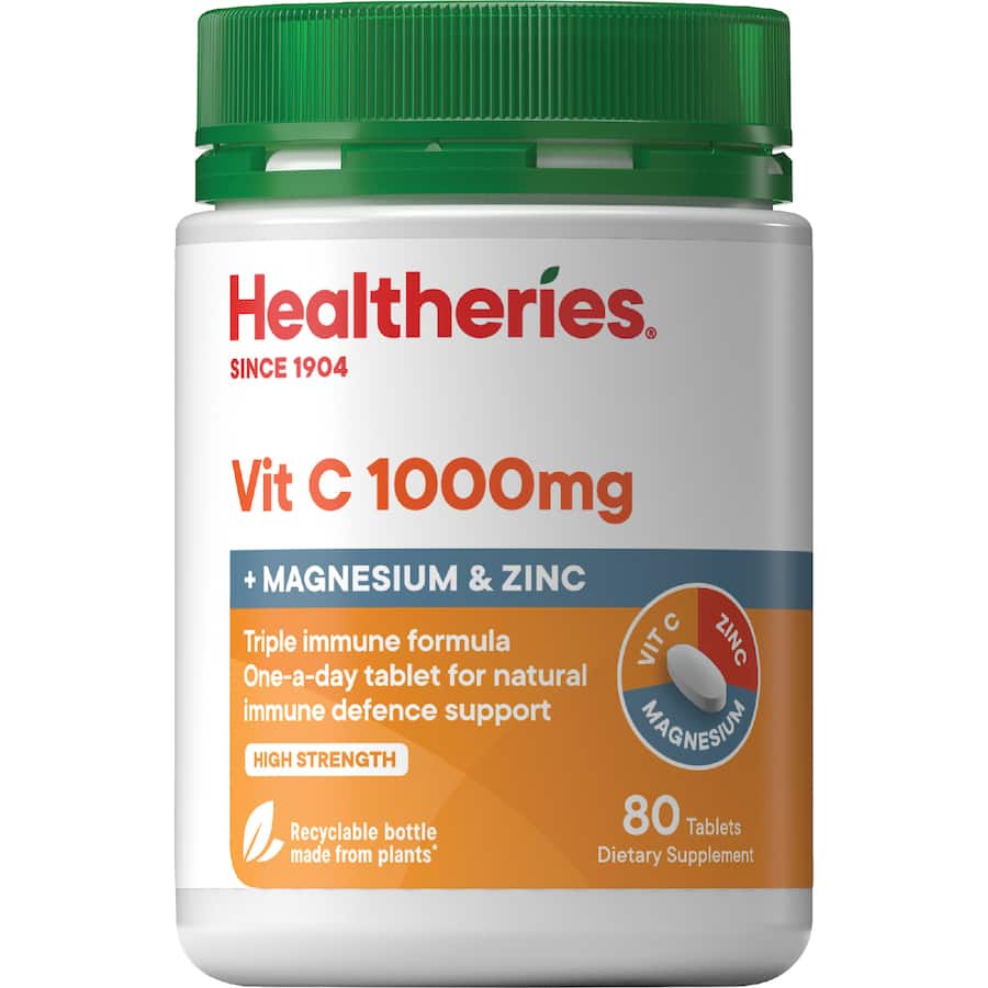 Healtheries Multi-vitamins Vitamin C 1000mg + Mag + Zinc 80s