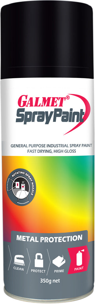 Spray Paint Black Satin 350gm - Galmet