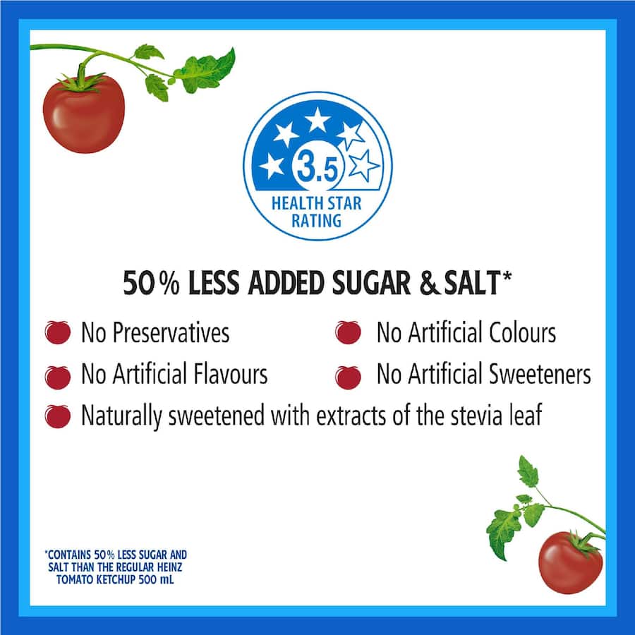 Heinz Ketchup Tomato Less Sugar 500mL