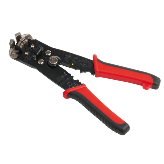 210mm Toledo Wire Stripper Plier made of alloy steel, features automatic adjustment for various wire sizes, and includes cutters and crimpers.