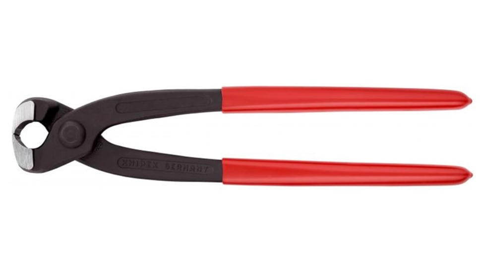 Knipex Ear Clamp Pincer - Top Jaw, a durable tool for easy mounting of 1-ear and 2-ear clamps in tight spaces.