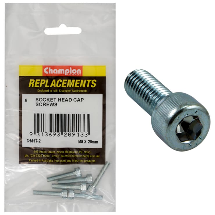 M5 X 25MM Socket Head Cap Screws 6PK