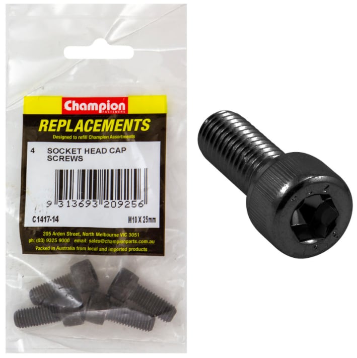 M10 X 25MM Socket Head Cap Screws 4PK