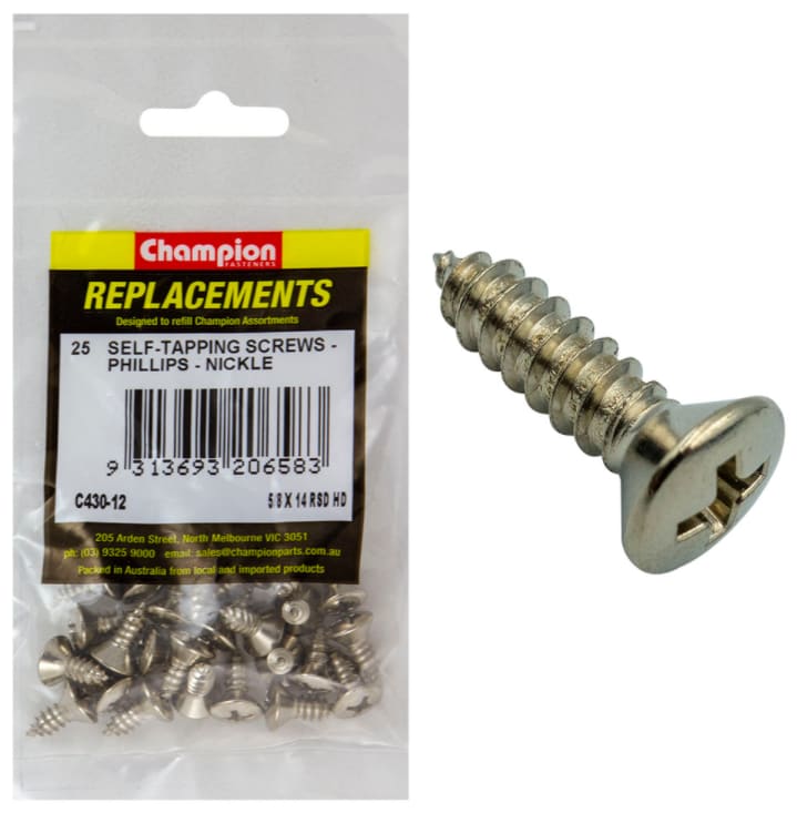 5/8 x 14 Self-Tapping Screws Nickle 25PK