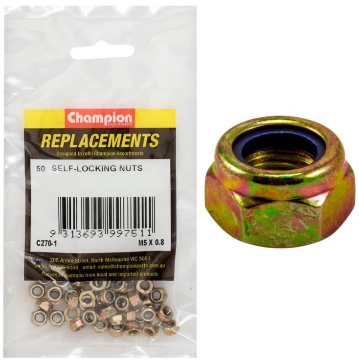 M5 X0.8 Self- Locking Nuts 50PK