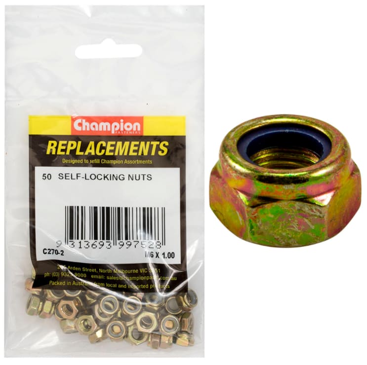 M6 X 1.00 Self- Locking Nuts 50PK