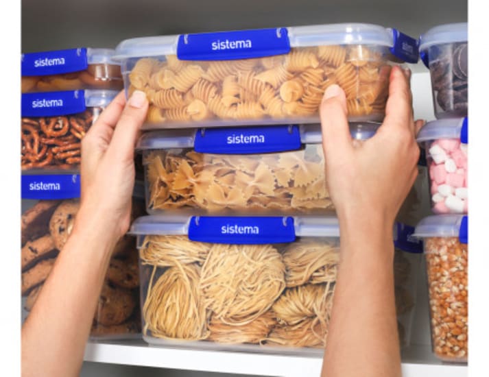 SISTEMA 2.2L Rectangle Klip It Plus Container for efficient kitchen storage, BPA-free, modular stacking design, and airtight seal.