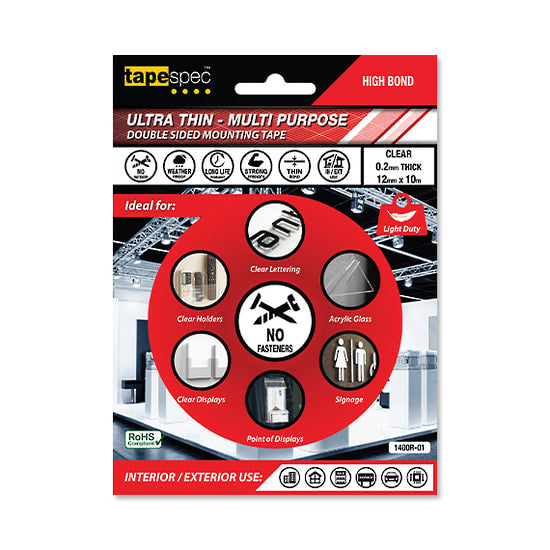Double Sided Mounting Tape Ultra-Thin Clear 24mm x 0.2mm x 10m (Roll)