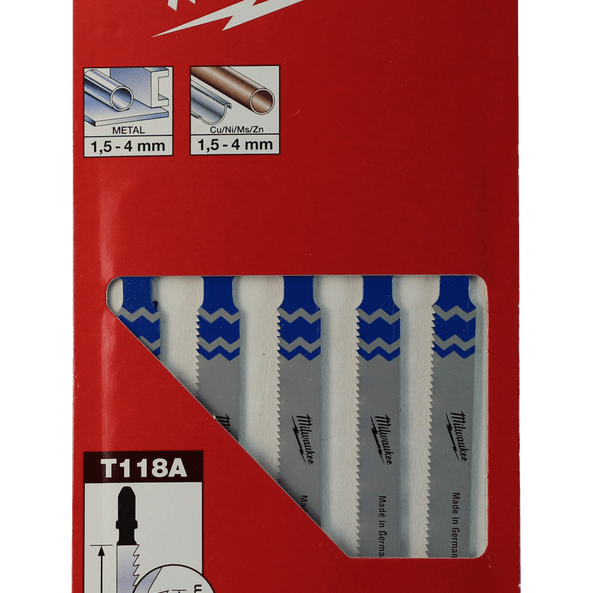 Milwaukee 5 Piece T118A Jigsaw Blade Set