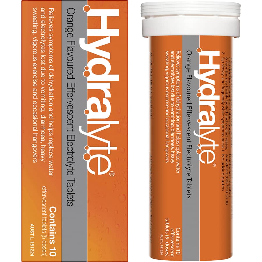 Hydralyte Effervescent Electrolyte Tablets Lemon Orange 10pack