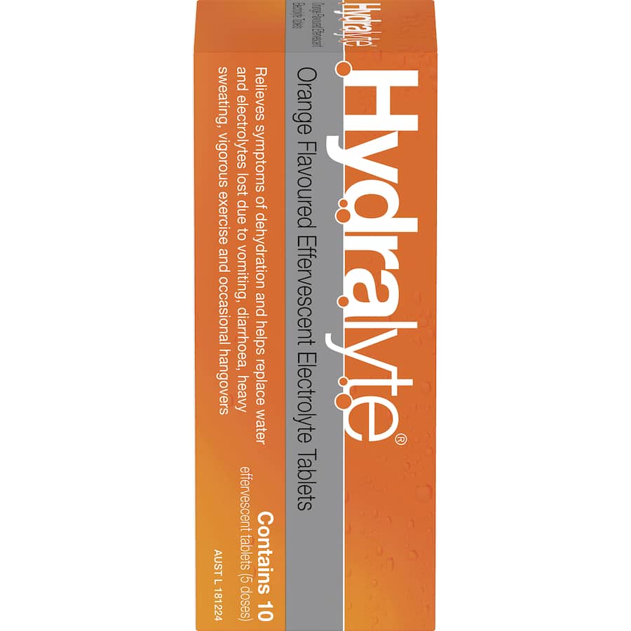 Hydralyte Effervescent Electrolyte Tablets Lemon Orange 10pack