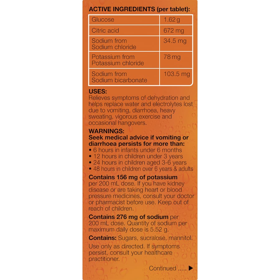 Hydralyte Effervescent Electrolyte Tablets Lemon Orange 10pack