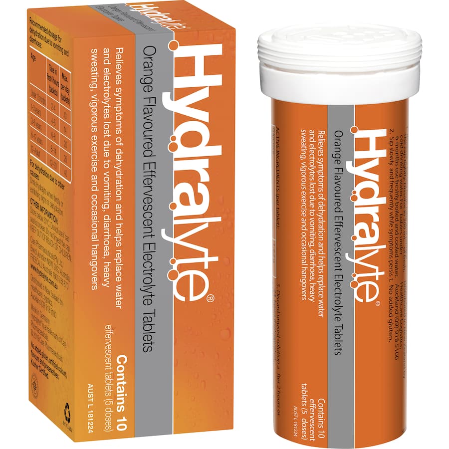 Hydralyte Effervescent Electrolyte Tablets Lemon Orange 10pack