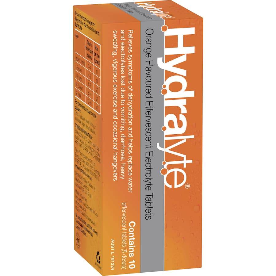 Hydralyte Effervescent Electrolyte Tablets Lemon Orange 10pack