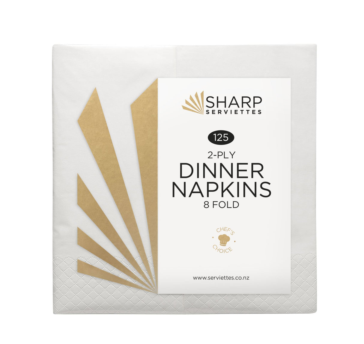 Sharp Dinner Napkin 2 Ply White 1/8-Fold 400mm x 400mm 1500 (Case)