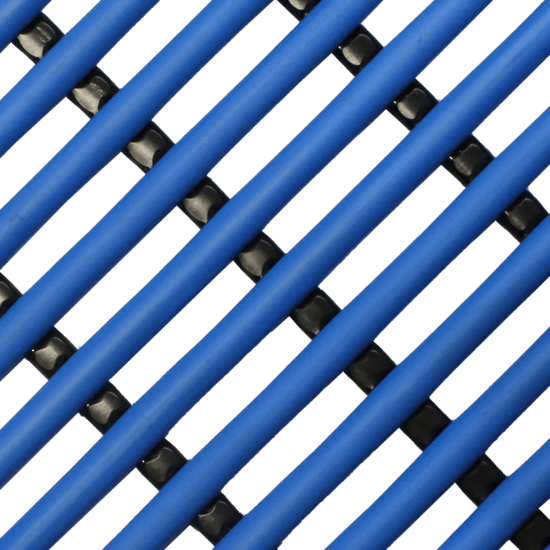 Vibrant blue Aqua Tube Matting, 900mm wide, designed for safety and comfort in wet areas with tubular drainage and anti-fatigue properties.