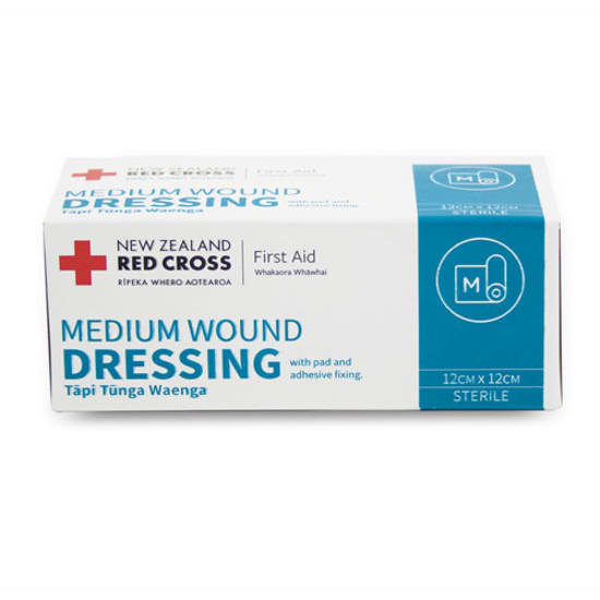 Red Cross Medium Wound Dressing - 12cm, sterile bandage with adhesive, suitable for minor injuries, washproof and low-allergy.