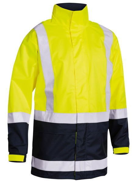 Bisley, Hi Vis Rain Shell Jacket, BJ6966T - Yellow/Navy (Size: 2XL)