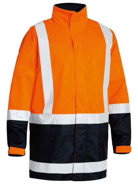 Bisley, Hi Vis Rain Shell Jacket, BJ6966T - Orange/Navy - 5XL