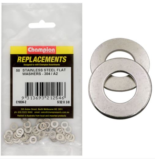 5/3"n x 3/8" Stainless Flat Washer 304/A2 -50pk