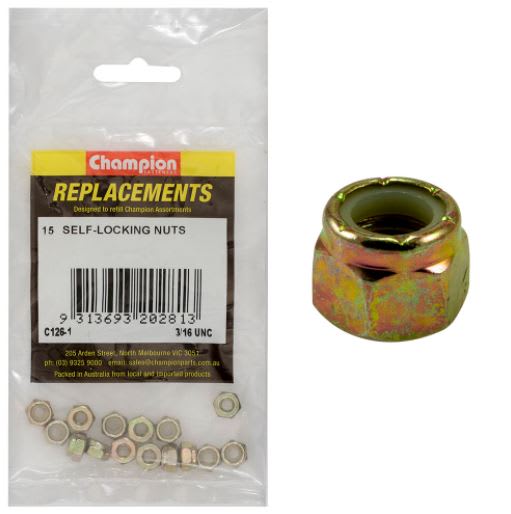 3/16" UNC Nylon insert Self-Locking Nut -15pk